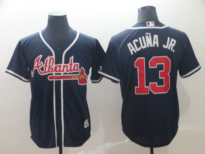 Men Atlanta Braves #13 Acuna jr Blue Game MLB Jersey->milwaukee brewers->MLB Jersey